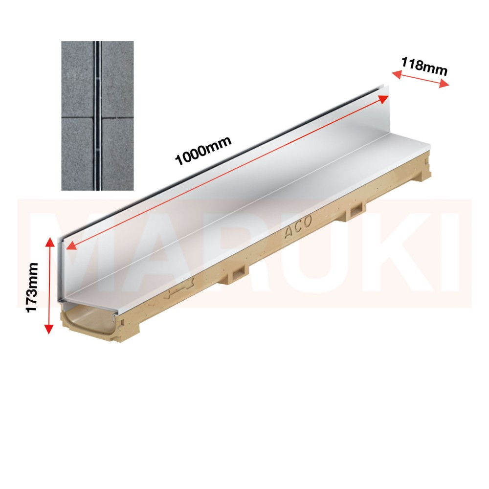 Rigola ACO Self Euroline 60 din beton cu polimeri, gratar tip fanta h=10.5cm, din inox, lungime 100cm [2]