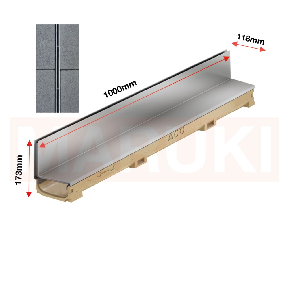 Rigola ACO Self Euroline 60 din beton cu polimeri, gratar tip fanta h=10.5cm, din otel zincat, lungime 100cm [2]
