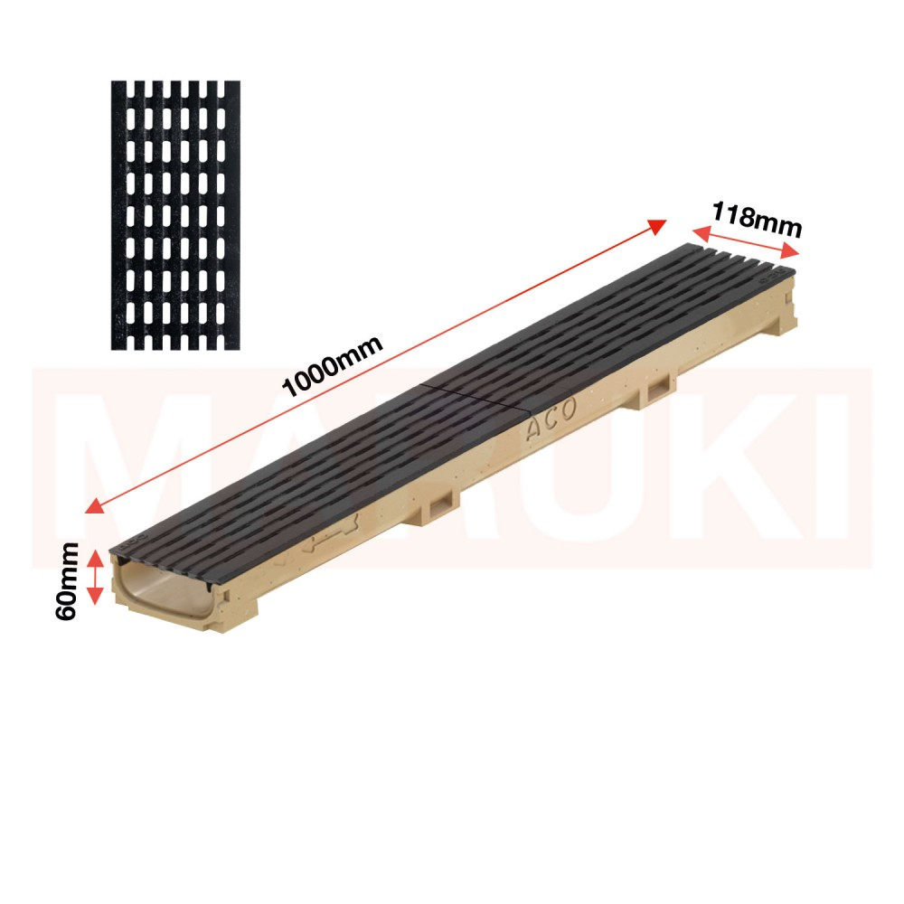 Rigola ACO Self Euroline 60 din beton cu polimeri, gratar tip Intercept din fonta neagra, lungime 100cm [2]