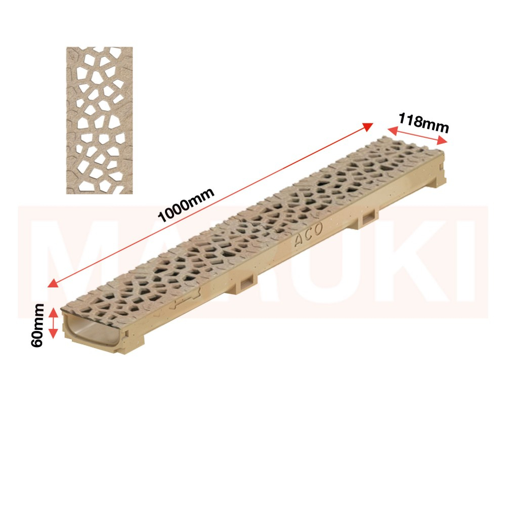 Rigola ACO Self Euroline 60 din beton cu polimeri, gratar tip Voronoi din fonta culoare Citrine, lungime 100cm [2]