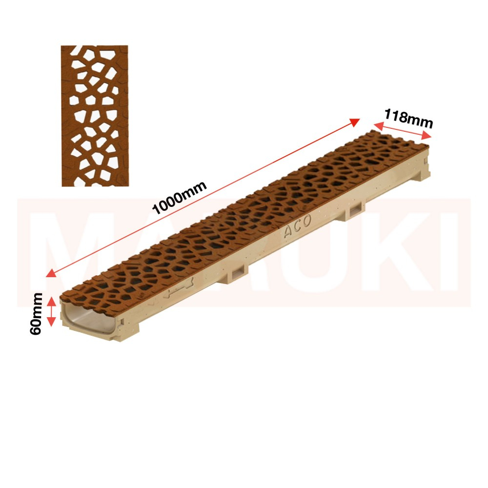 Rigola ACO Self Euroline 60 din beton cu polimeri, gratar tip Voronoi din fonta culoare Quartz, lungime 100cm [2]