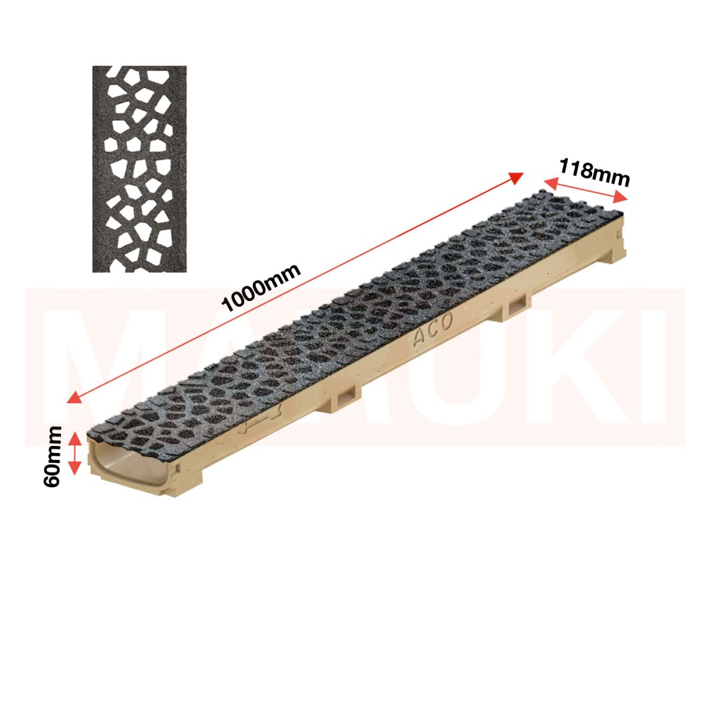 Rigola ACO Self Euroline 60 din beton cu polimeri, gratar tip Voronoi din fonta culoare Diamant, lungime 100cm [2]