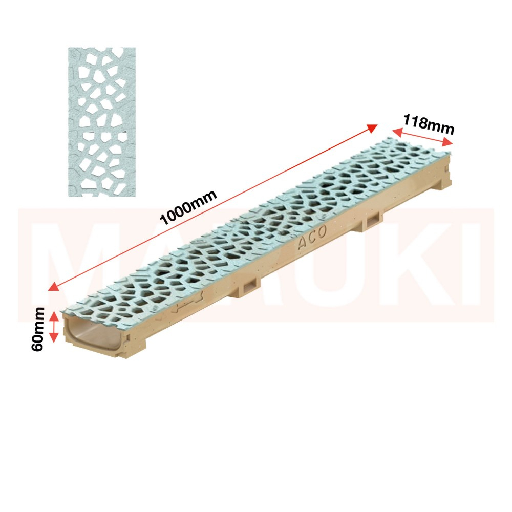 Rigola ACO Self Euroline 60 din beton cu polimeri, gratar tip Voronoi din fonta culoare Perle, lungime 100cm [2]