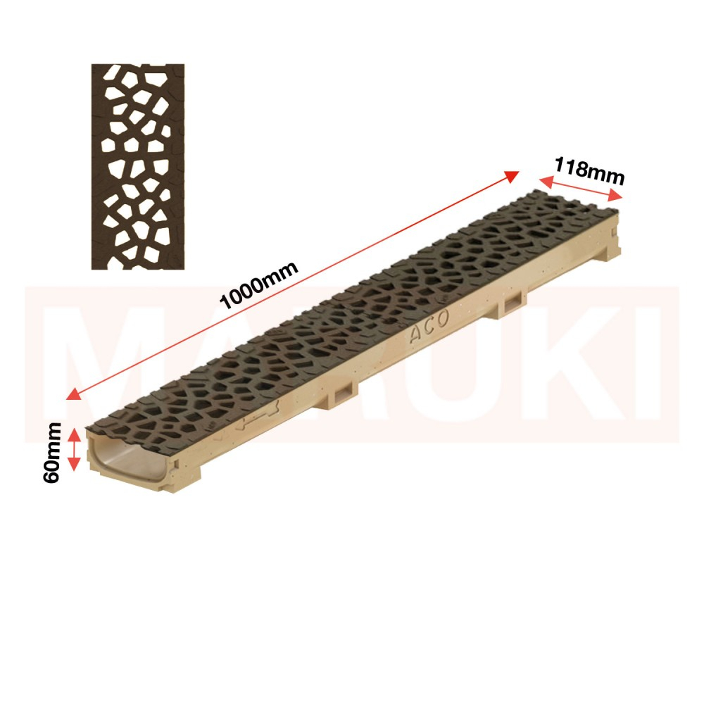 Rigola ACO Self Euroline 60 din beton cu polimeri, gratar tip Voronoi din fonta culoare Quartz, lungime 100cm [2]