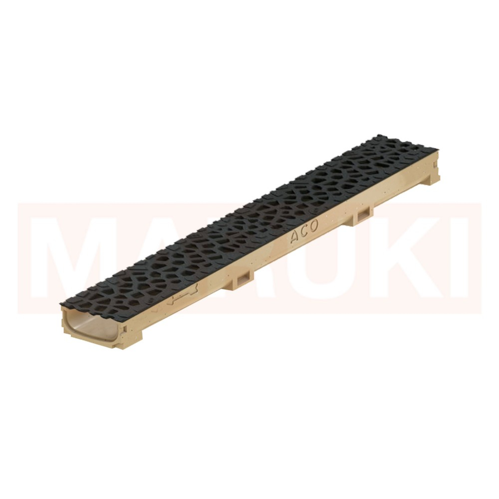 Rigola ACO Self Euroline 60 din beton cu polimeri, gratar tip Voronoi din fonta neagra, lungime 100cm [1]