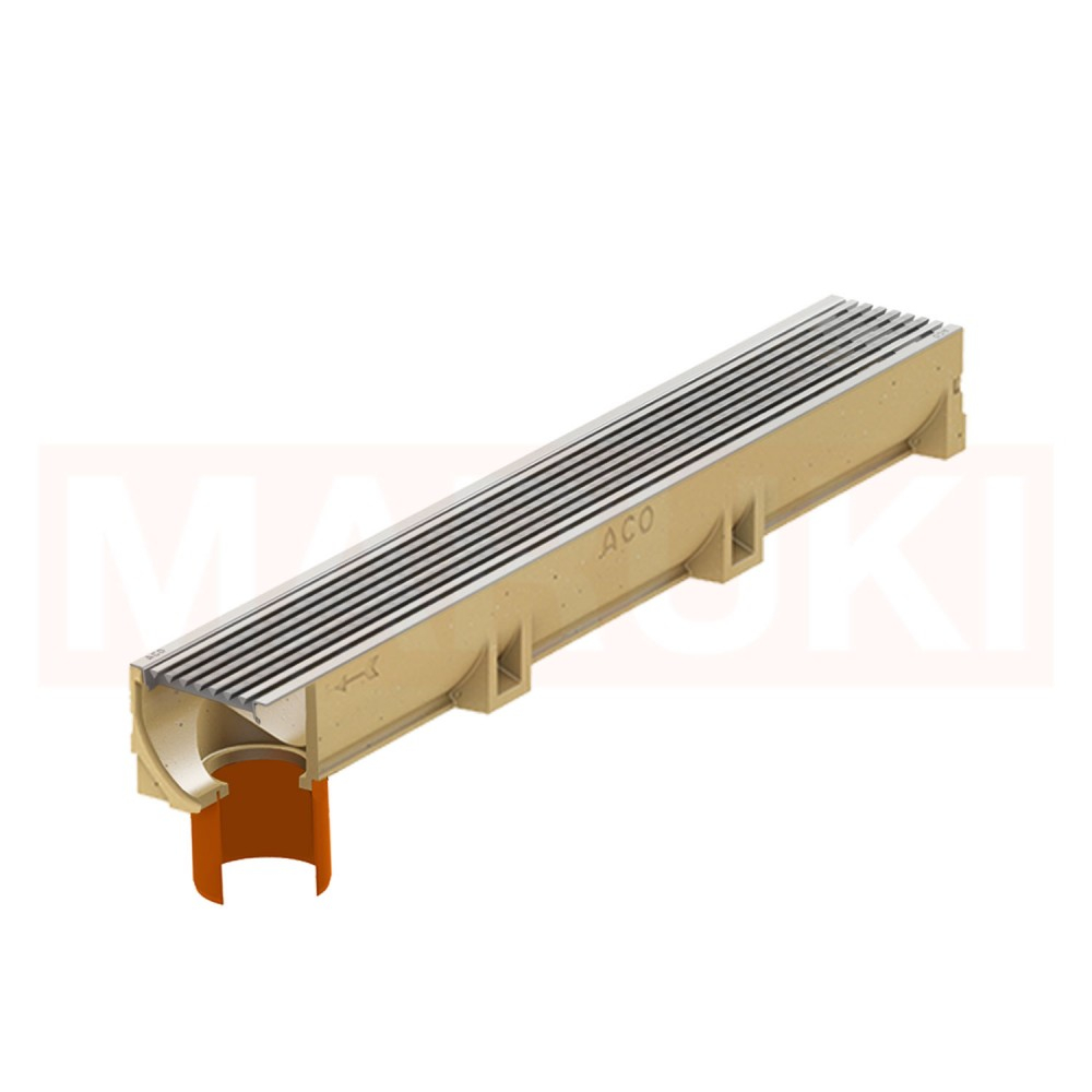 Rigola ACO Self Euroline din beton cu polimeri, gratar cu profile triunghiulare din inox, lungime 100cm, DN100 [1]