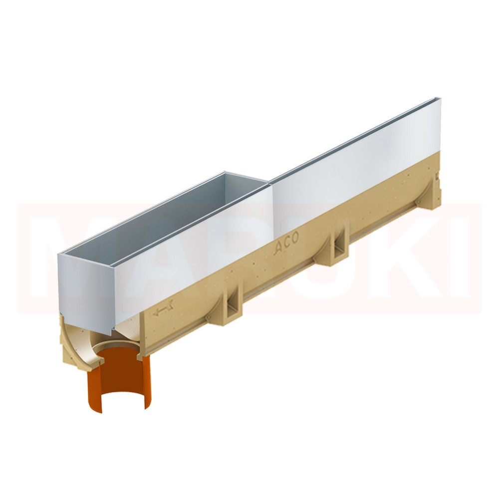 Rigola ACO Self Euroline din beton cu polimeri, gratar tip fanta h=10.5cm si element de revizie din inox, lungime 100cm, DN100 [1]