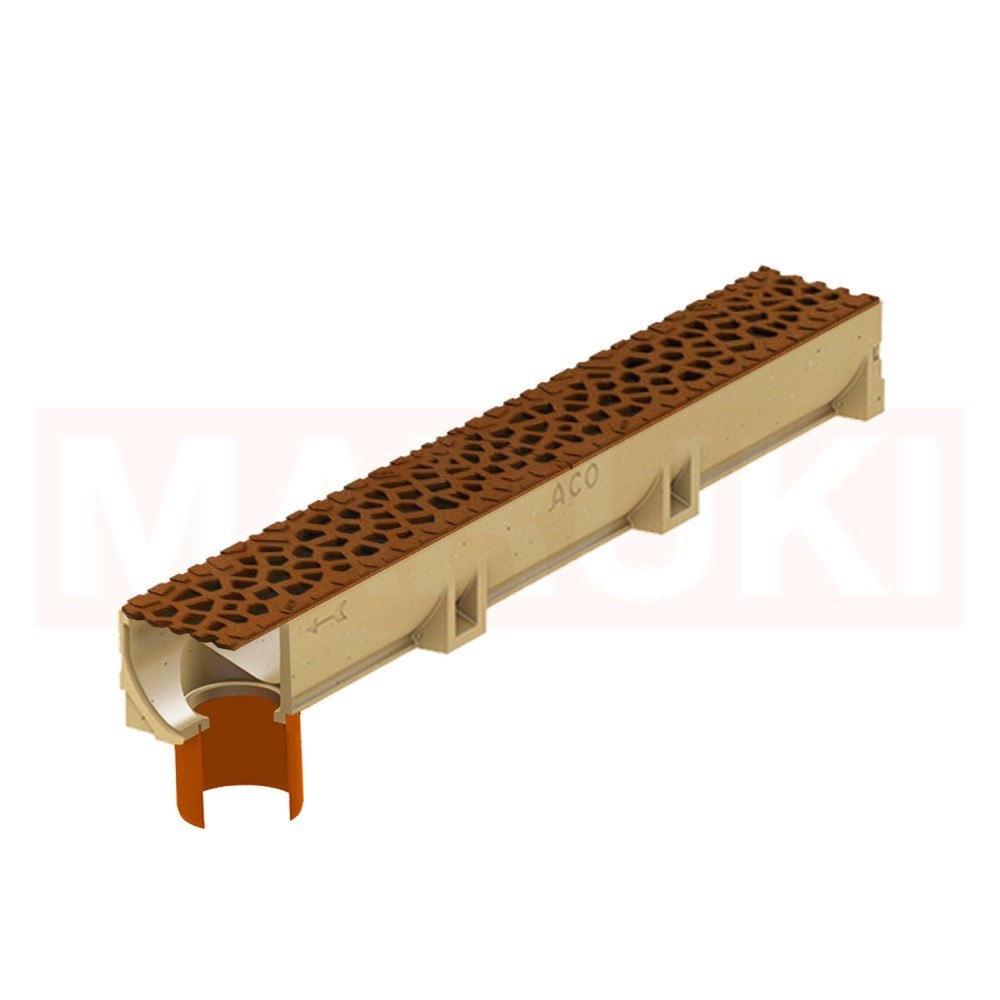 Rigola ACO Self Euroline din beton cu polimeri, gratar tip Voronoi din fonta culoare Corten, lungime 100cm, DN100 [1]