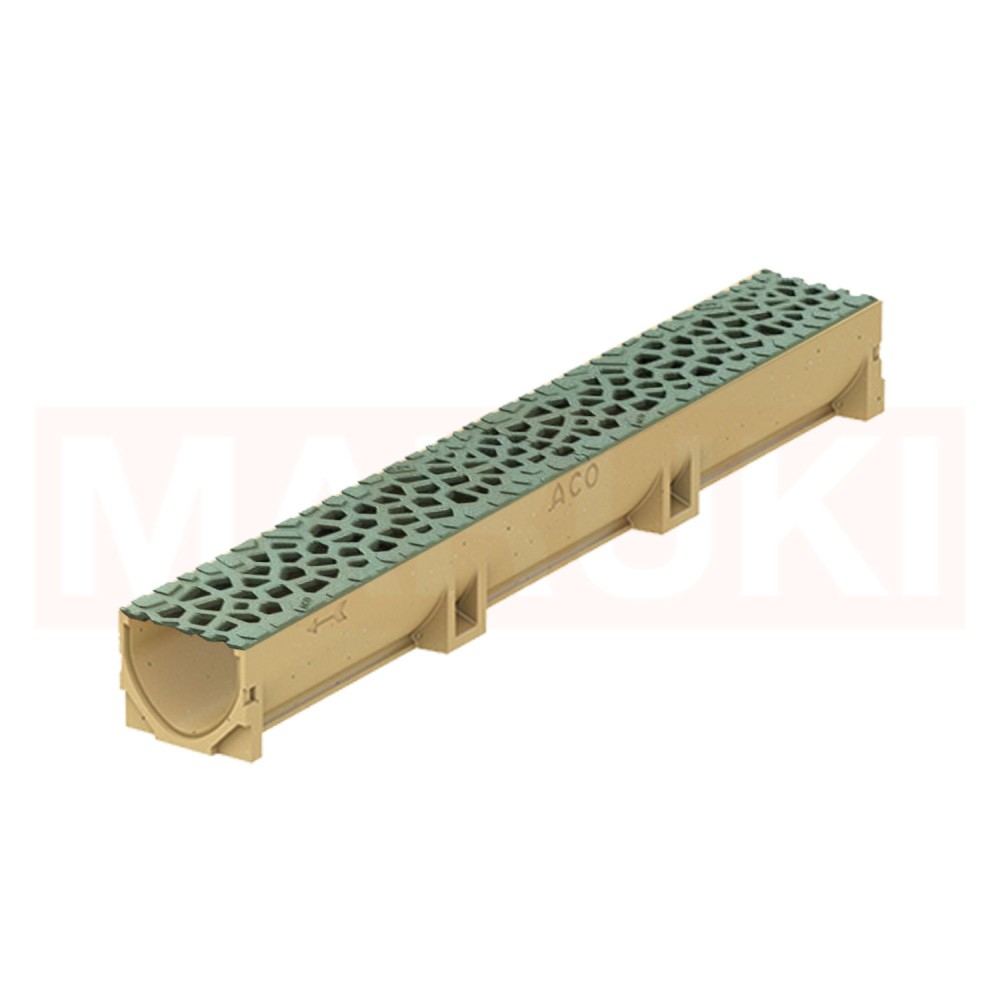 Rigola ACO Self Euroline din beton cu polimeri, gratar tip Voronoi din fonta culoare Malachite, lungime 100cm [1]