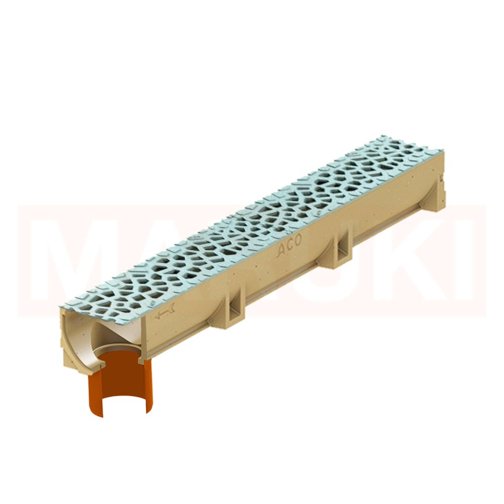 Rigola ACO Self Euroline din beton cu polimeri, gratar tip Voronoi din fonta culoare Perle, lungime 100cm, DN100 [1]