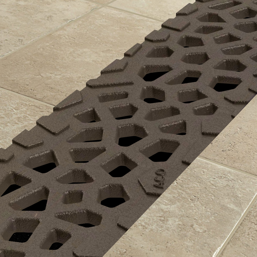 Rigola ACO Self Euroline din beton cu polimeri, gratar tip Voronoi din fonta culoare Quartz, lungime 100cm, DN100 [2]