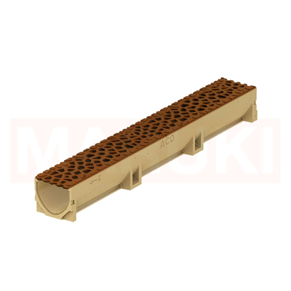 Rigola ACO Self Euroline din beton cu polimeri, gratar tip Voronoi din fonta culoare Corten, lungime 100cm [1]