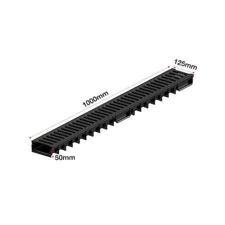 Set 5 rigole cu inaltime redusa ACO EasyLine, gratar PP, A15, lungime 5000x125x50mm si accesorii [2]