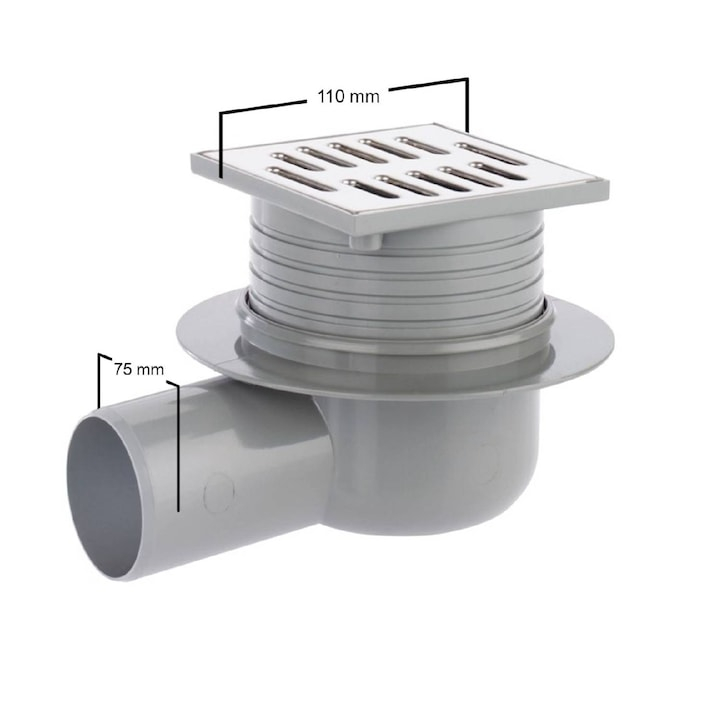 Sifon pardoseala RUG Self cu inaltime reglabila, iesire orizontala DN75 [2]