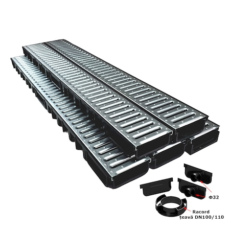 Rigole pentru exterior - Rigola ACO EasyLine, H50 cu gratar din otel zincat