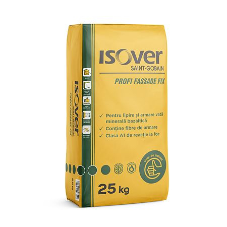 Adeziv termosistem - Adeziv si masa spaclu vata bazaltica Isover Profi Fassade, exterior, 25 kg