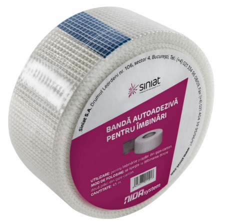 Gips Carton - Banda autoadeziva Siniat, pentru finisarea rosturilor dintre placile de gips carton din plasa de fibra de sticla