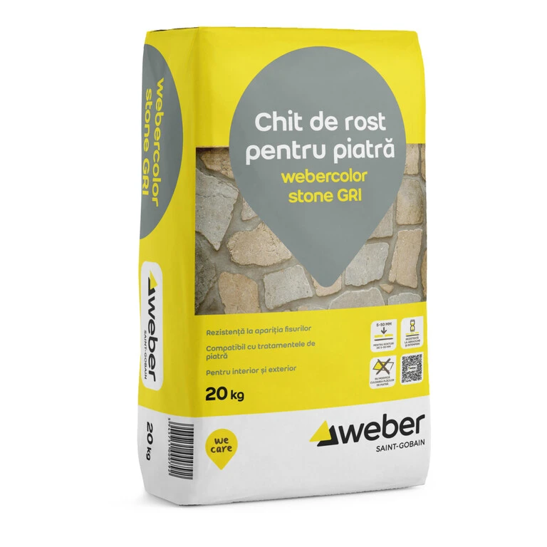 Piatra Naturala - Chit de rosturi pentru piatra naturala, Weber Color Stone, gri, 20 kg