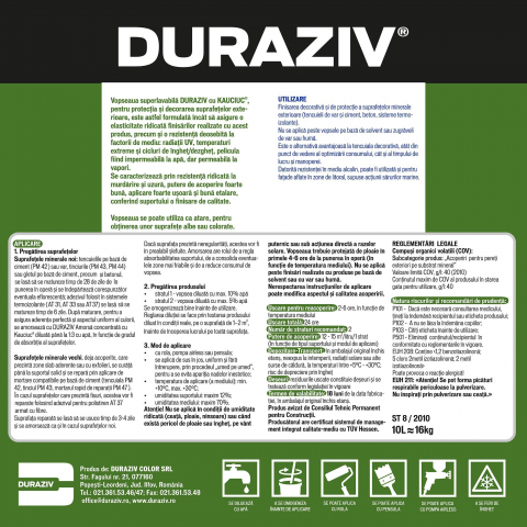 Vopsea superlavabila alba pentru exterior, rezistenta la murdarie si uzura, Duraziv Clima Protect [1]
