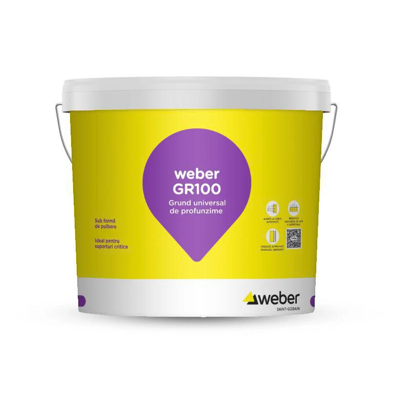 Grunduri si Amorse - Grund universal de profunzime, interior/exterior, Weber GR100, gri, 5 kg