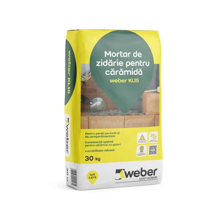 Mortare - Mortar Weber KL15 pentru Zidărie | Adeziv pentru Cărămidă, BCA, Blocuri Ceramice