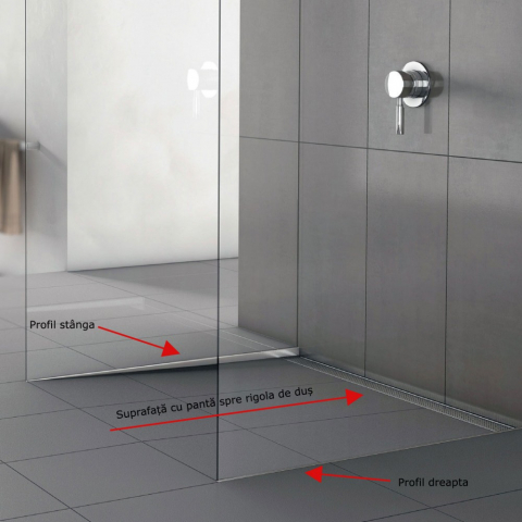 Profil din inox pentru compensare panta dus, ACO ShowerStep, stanga, lungime 990mm, inaltime 10mm, finisaj mat [2]