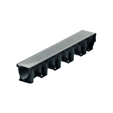 Rigole pentru exterior - Rigola ACO Galaline PP, Lxlxh=100x14.5x15.15cm, grătar pietonal oțel zincat, A15