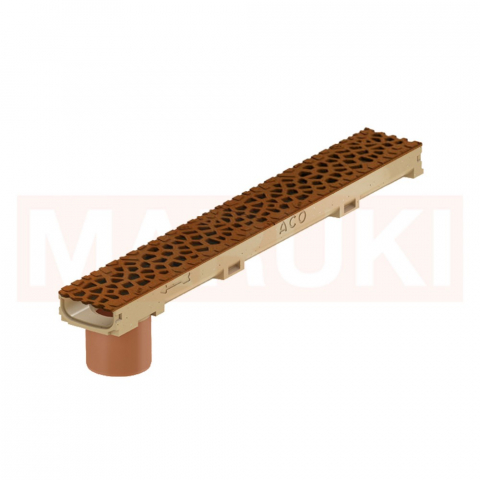 Rigole din beton cu polimeri cu inaltime redusa - Rigola ACO Self Euroline 60 din beton cu polimeri, cu inaltime redusa, gratar tip Voronoi din fonta culoare Corten, lungime 100cm, DN100