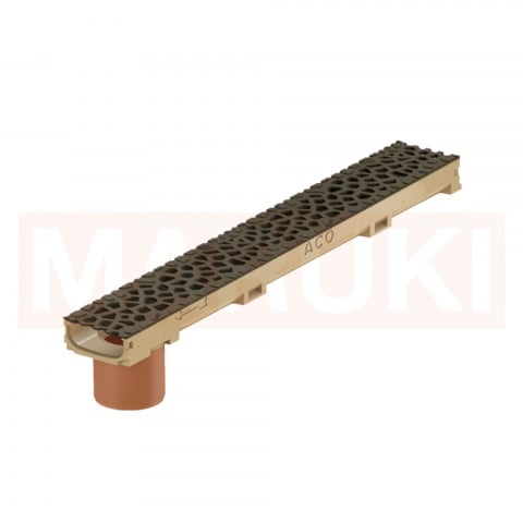 Rigole din beton cu polimeri cu inaltime redusa - Rigola ACO Self Euroline 60 din beton cu polimeri, cu inaltime redusa, gratar tip Voronoi din fonta culoare Quartz, lungime 100cm, DN100