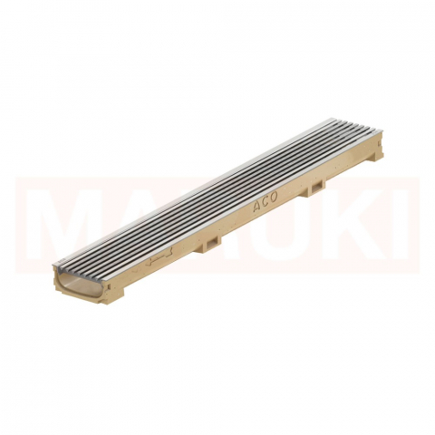 Rigole din beton cu polimeri cu inaltime redusa - Rigola ACO Self Euroline 60 din beton cu polimeri, gratar cu profile triunghiulare din inox, lungime 100cm