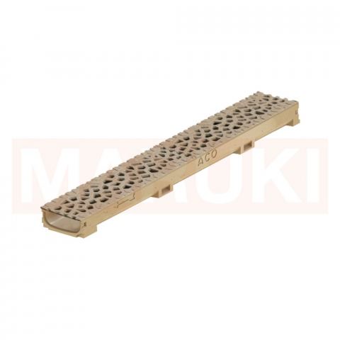 Rigole din beton cu polimeri cu inaltime redusa - Rigola ACO Self Euroline 60 din beton cu polimeri, gratar tip Voronoi din fonta culoare Citrine, lungime 100cm