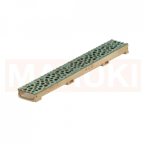Rigole din beton cu polimeri cu inaltime redusa - Rigola ACO Self Euroline 60 din beton cu polimeri, gratar tip Voronoi din fonta culoare Malachite, lungime 100cm