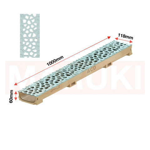 Rigola ACO Self Euroline 60 din beton cu polimeri, gratar tip Voronoi din fonta culoare Perle, lungime 100cm [1]