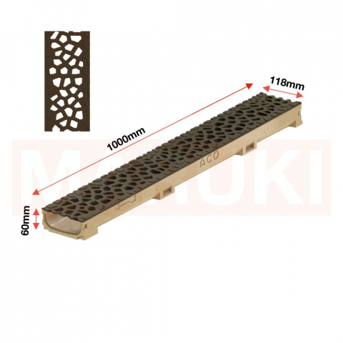 Rigola ACO Self Euroline 60 din beton cu polimeri, gratar tip Voronoi din fonta culoare Quartz, lungime 100cm [1]