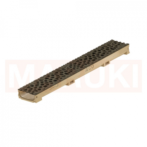 Rigole din beton cu polimeri cu inaltime redusa - Rigola ACO Self Euroline 60 din beton cu polimeri, gratar tip Voronoi din fonta culoare Quartz, lungime 100cm