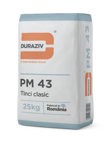 Fine pe baza de ciment - Tinci clasic gri (tencuială fină) pe bază de ciment Duraziv PM43