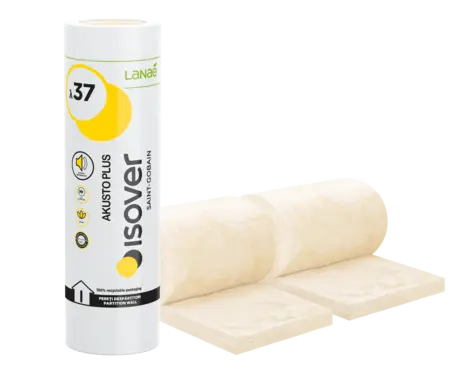 Vata de sticla - Vata minerala de sticla Isover Akusto Plus, 75 x 9000 x 600 mm, 10,8 m²/pachet