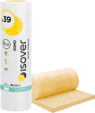Vata de sticla - Vata Minerala Isover Domo grosime 100mm | 9m2/rola | Izolatie termica si fonica
