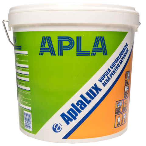 De Exterior - Vopsea Lavabilă Exterior Aplalux, Alb - 15L | Rezistentă la Uzură