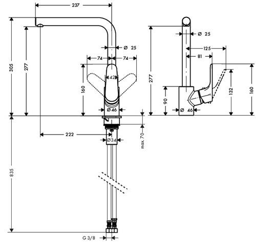 Baterie bucatarie Hansgrohe Focus 280, crom [2]
