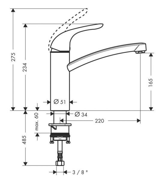 Baterie bucatarie Hansgrohe Focus E, crom [2]