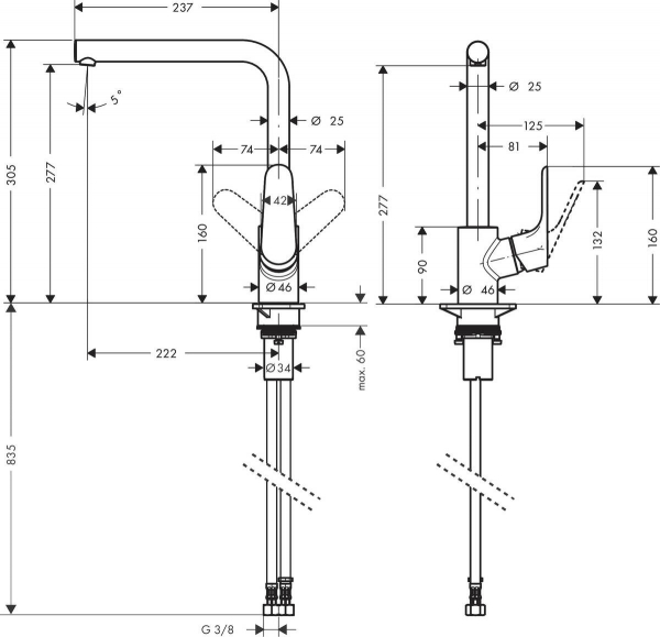 Baterie bucatarie Hansgrohe Focus 280, negru mat [2]