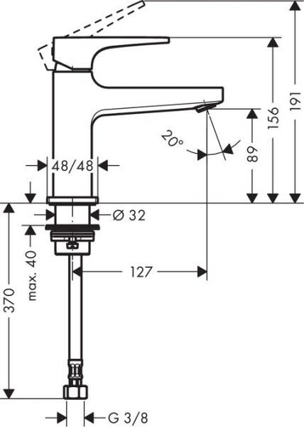 Baterie lavoar Hansgrohe Metropol 100, pipa 127 mm [2]
