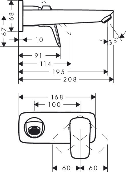Baterie lavoar Hansgrohe Logis cu pipa 195mm, montaj incastrat, necesita corp ingropat [2]