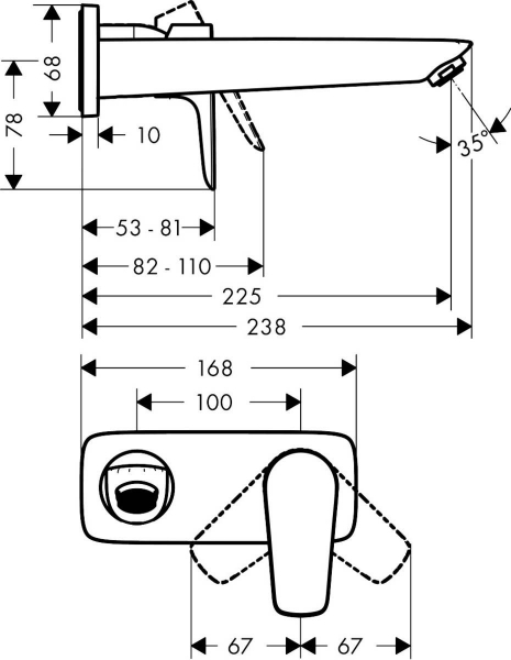 Baterie lavoar Hansgrohe Talis E cu pipa 225 mm, montaj incastrat, necesita corp ingropat, negru mat [2]