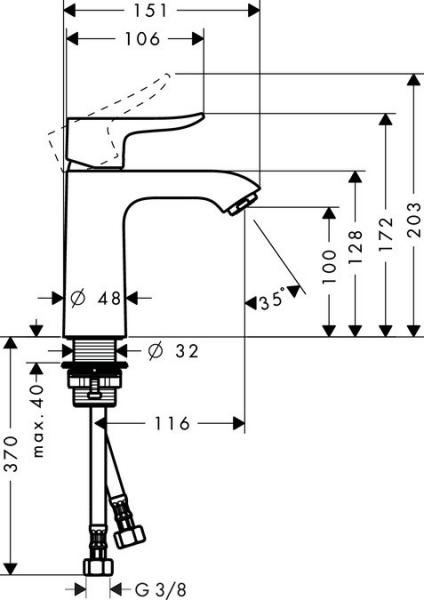 Baterie lavoar Hansgrohe Metris 110, fara ventil [2]