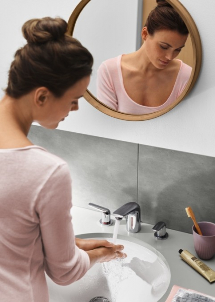 Baterie lavoar Hansgrohe Novus 100 din 3 elemente, ventil pop-up [2]