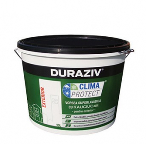 Vopsele lavabile pentru exterior - DURAZIV Clima Protect cu Kauciuc - VOPSEA SUPERLAVABILĂ ALBĂ