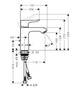Baterie lavoar Hansgrohe Metris 110, ventil pop-up, crom [1]