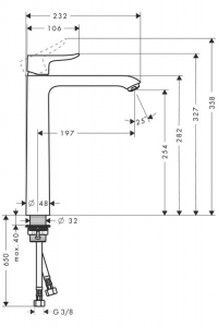 Baterie lavoar Hansgrohe Metris 260 inalta, fara ventil [1]